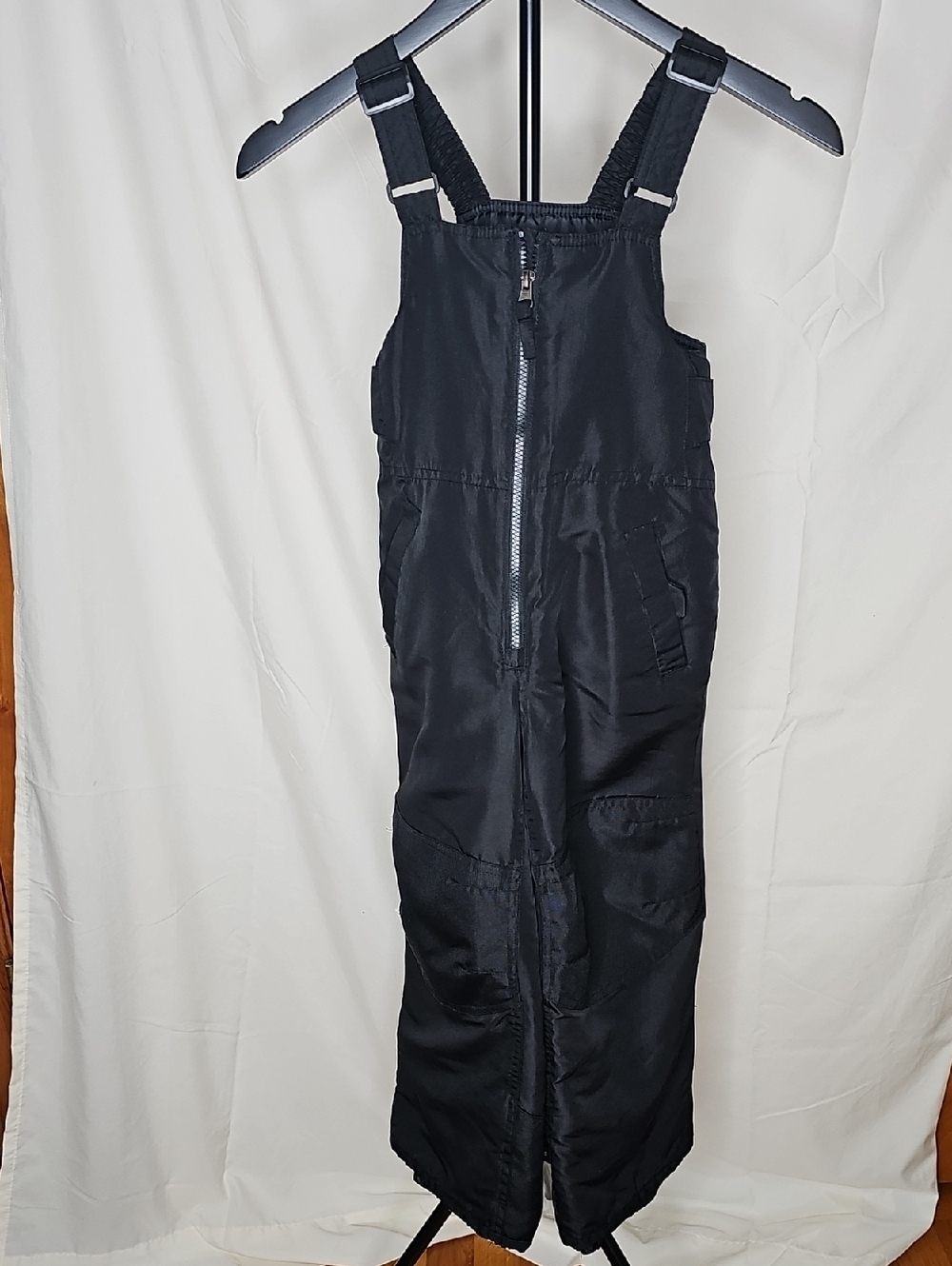 Cherokee Black Kids Snow Bib Overalls with Front Zipper